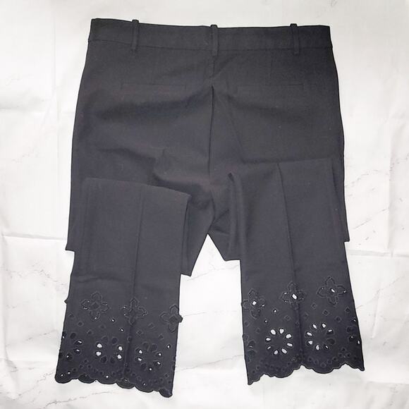 Derek Lam 10 Crosby black laser cut high rise flare capri pants size 10 - Picture 3 of 11
